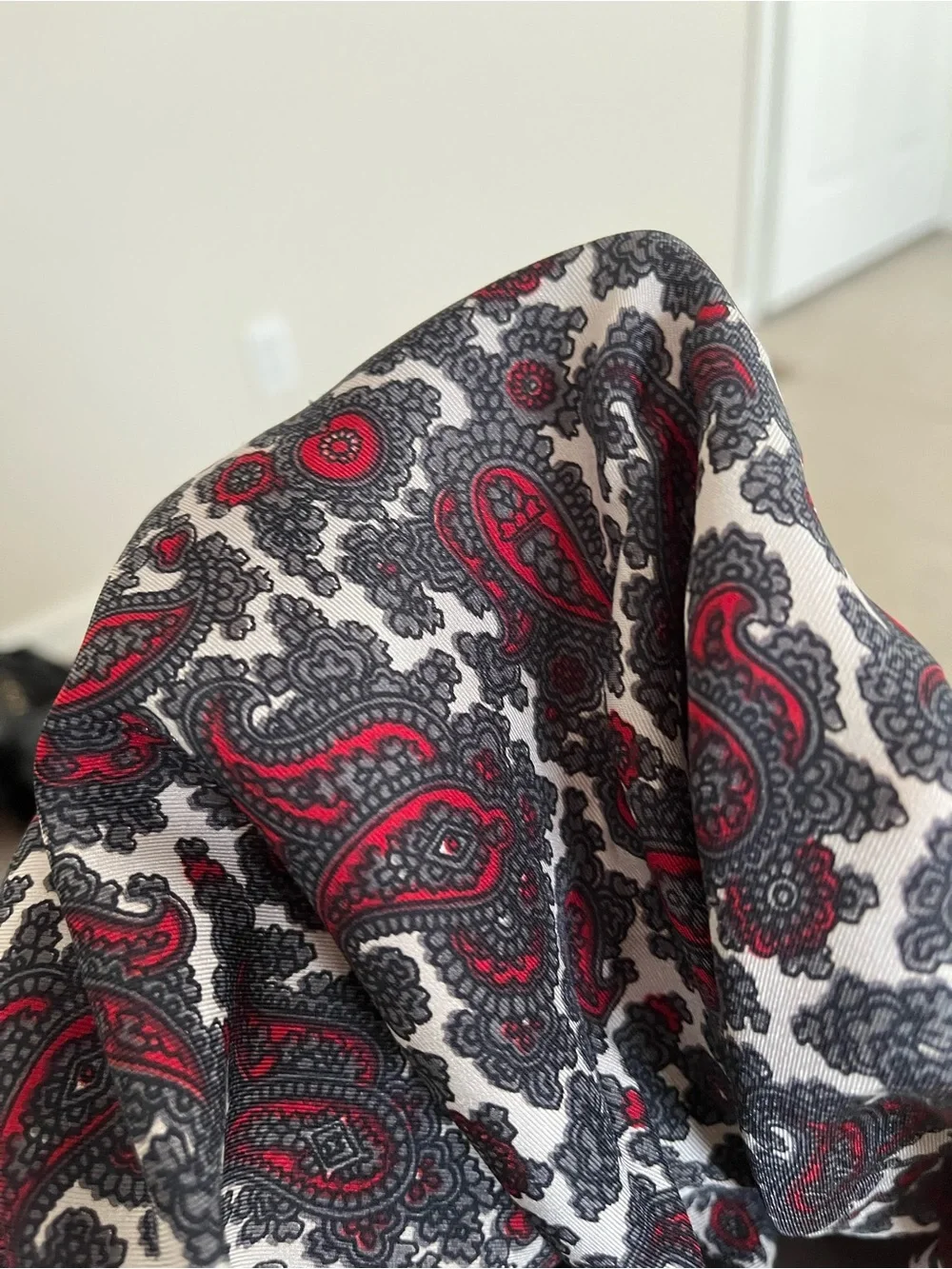 Gorgeous Silk Paisley Print Women's Scarf- Burgundy, Black & White!